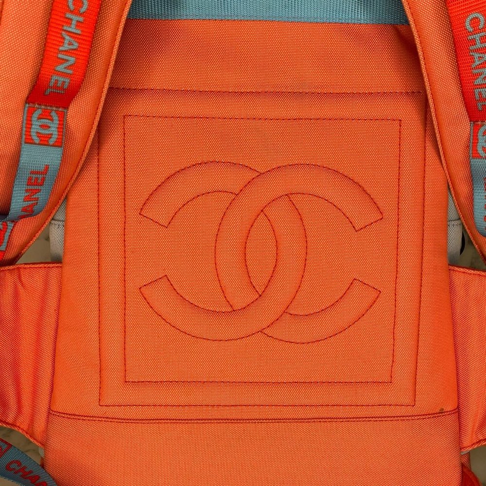 CHANEL Vintage 2002 Sport Blue & Coral Canvas Backpack - Picture 8 of 13